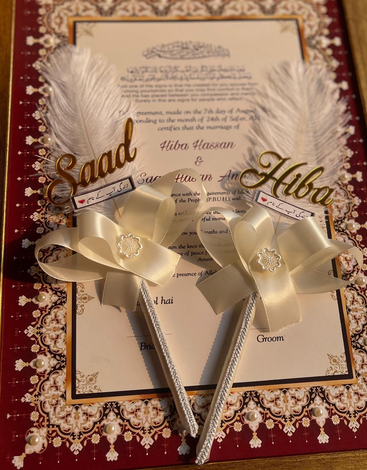 Cream Ribbon Custom Names Pen