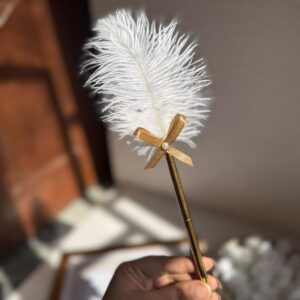 Fancy Feather Imported Pen (Golden Bow)